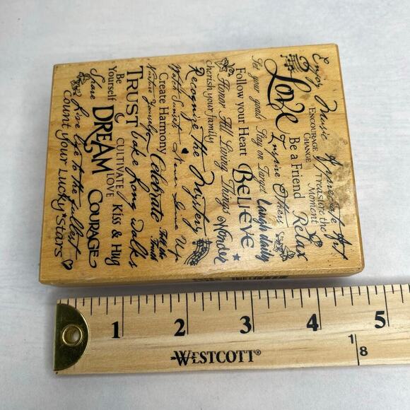 Wood Rubber Stamps Sunflower Wildflower Subway Words Background Set of 2 - Picture 4 of 6